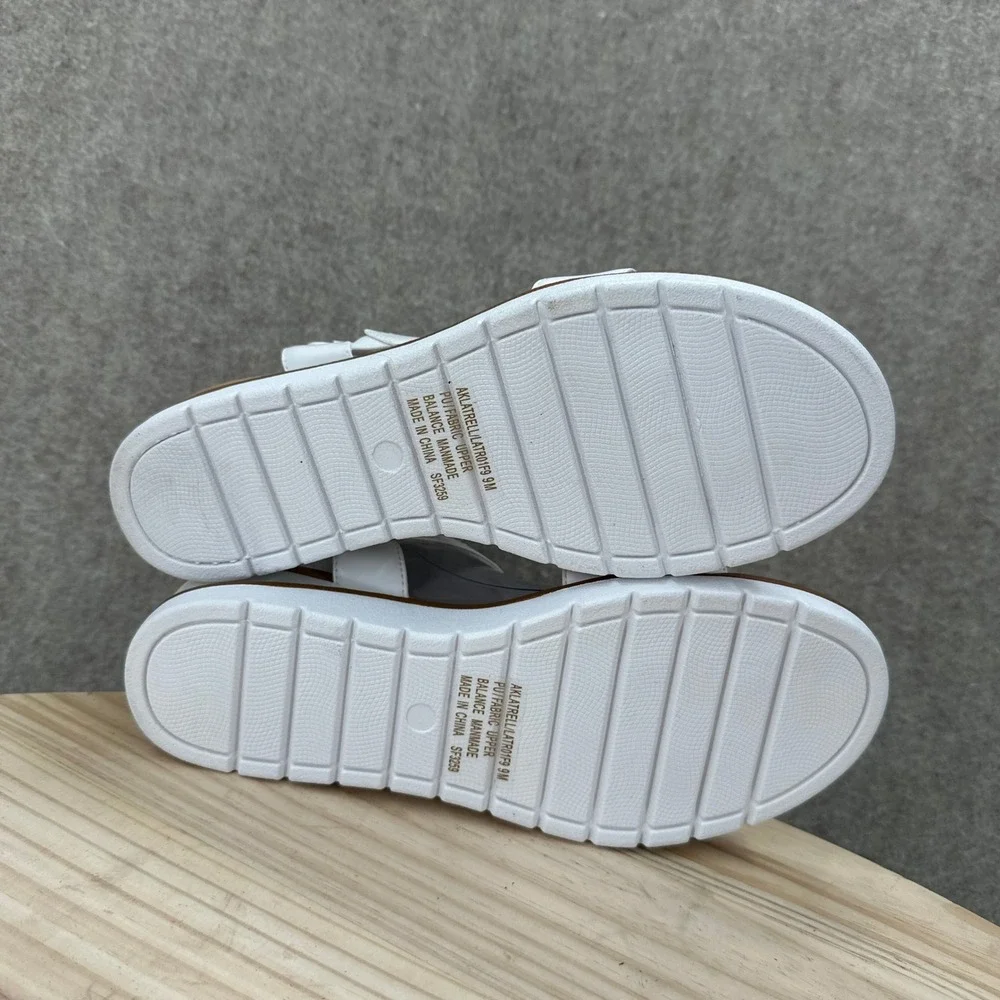Anne Klein Aklatrell Wedge Slide Sandals SZ 9 White Strappy Comfort Lalasa